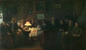 Czytanie noweli Sonata Kreutzera w Domu Lwa Tołstoja, 1889