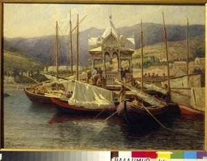 Le Port de Jałta (Ukraina) - Painture de Grigori (Grigory, Grigory) Grigorievich Myasoedov (Myasoedov) (1834-1911), huile sur toile autorstwa Grigoriy Myasoyedov