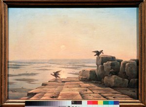 Powodzie Nilu (Egipt) - Wypełnienie Nilu - Obraz Grigori Grigorievich Tchernetsov (Czernetsov) (1802-1865), olej na płótnie autorstwa Grigory Tchernezov