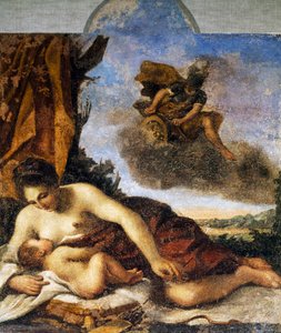 Wenus karmiąca Miłość, obraz Giovanniego Francesco Barbieri, znanego jako il Guercino (1591-1666). autorstwa Guercino
