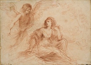 Anioł ukazujący się Hagar i Ismaelowi, ok. 1653 r. autorstwa Guercino