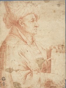 Popiersie mężczyzny w turbanie z książką autorstwa Guercino