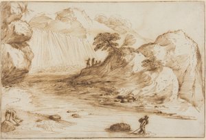 Pejzaż z wodospadem autorstwa Guercino