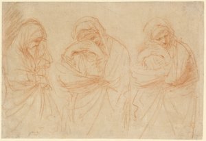 Żałoba Madonny: Studia przed złożeniem do grobu Chrystusa autorstwa Guercino