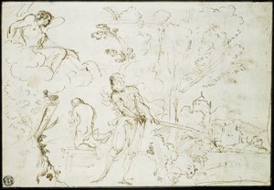 Ofiara Izaaka (recto); Sen Jakuba (verso) autorstwa Guercino