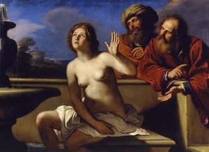 Susannah i starsi, 1649-1650 autorstwa Guercino