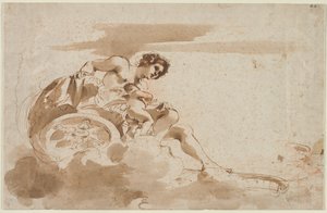 Wenus i Kupidyn w rydwanie autorstwa Guercino