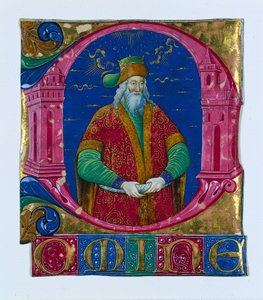 Inicjał D[omine] z księgi chóralnej: Król Salomon, ok. 1930 r. 1470-1480. autorstwa Guglielmo Giraldi del Magri [or del