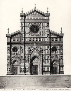 Projekt elewacji Santa Maria del Fiore lub Duomo we Florencji autorstwa Guglielmo Petersen