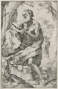 Święty Hieronim (akwaforta na papierze wykładanym) autorstwa Guido Reni