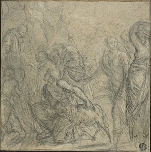 Studium dla św. Benedykta otrzymującego dary od chłopów autorstwa Guido Reni
