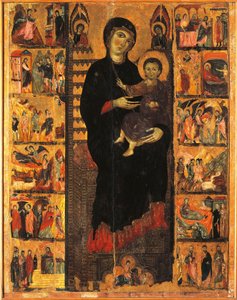 Majesty, autorstwa Guido da Siena (ok. 1230-ca 1290), detal, Sala Filarów, Palazzo Pubblico (ratusz), Siena, Włochy