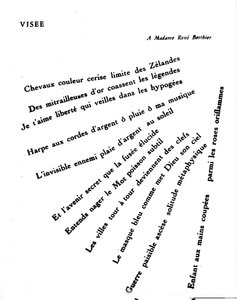 Kaligram Guillaume Apollinaire (1880-1918): „”Vise””
