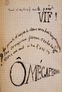 Kaligram Guillaume Apollinaire - w „Bawełnie w uszach”, autograf rękopisu 17 kart