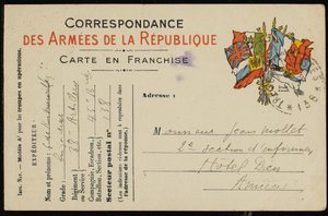 Pocztówka do Jeana Molleta, 1915 autorstwa Guillaume Apollinaire
