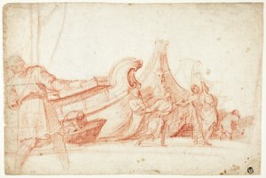 Scena w doku (recto); Dwa szkice postaci męskich (verso)