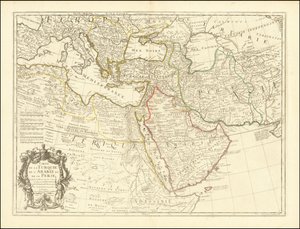 Mapa 1701 - Mapa Turcji, Arabii i Persji autorstwa Guillaume Delisle