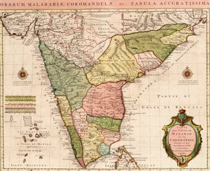 Mapa Oceanu Indyjskiego, ok. 1722 r. (kolorowa rycina) autorstwa Guillaume Delisle