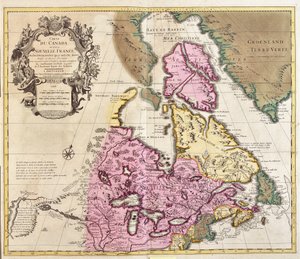 Mapa Kanady i Grenlandii (akwaforta autorstwa Guillaume Delisle