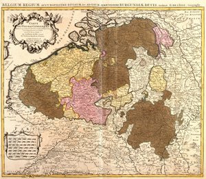 Mapa katolickich Holandii (Belgia i Luksemburg) (akwaforta autorstwa Guillaume Delisle
