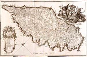 Mapa Korsyki (Francja) (akwaforta autorstwa Guillaume Delisle