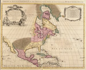 Mapa Ameryki Północnej (Grenlandia, Kanada, USA, Meksyk i Wyspy Karaibskie: Kuba, Haiti, Jamajka, Indie Zachodnie) (akwaforta