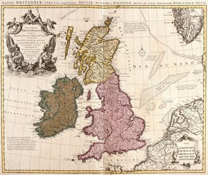 Mapa Wysp Brytyjskich, Królestwa Anglii, Szkocji i Irlandii (akwaforta