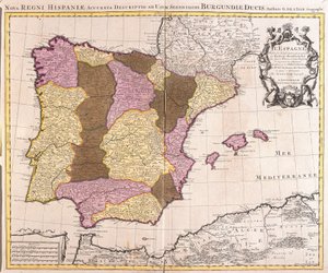 Mapa Półwyspu Iberyjskiego, Królestwa Portugalii i Hiszpanii (akwaforta