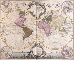 Mapa dwóch półkul autorstwa Guillaume Delisle