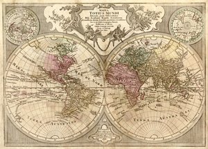Mappa totius mundi - adornata juxta observationes dnn. academiae regalis scientiarum et nonnullorum aliorum secundum annotationes recentissimas LOC 2006627254 autorstwa Guillaume Delisle