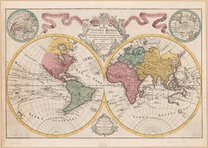 Mappa totius mundi - adornata juxta observationes dnn. academiae regalis scientiarum et nonnullorum aliorum secundum annotationes recentissimas LOC 2017585675 autorstwa Guillaume Delisle