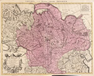 Rosja, Kazachstan, Uzbekistan, Kirgistan, Tadżykistan, duża część Chin (z wyjątkiem południowo-wschodnich), Mongolia autorstwa Guillaume Delisle