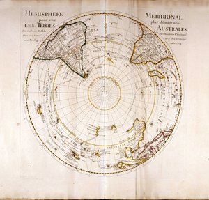 Widok Atlasu bieguna południowego (antarktycznego), Guillaume Delisle (1675-1726), geograf autorstwa Guillaume Delisle