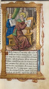 Drukowana księga godzin (do użytku rzymskiego): fol. 19r, św. Mateusz autorstwa Guillaume Le Rouge