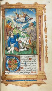 Drukowana księga godzin (do użytku rzymskiego): fol. 36r, Zwiastowanie pasterzom autorstwa Guillaume Le Rouge