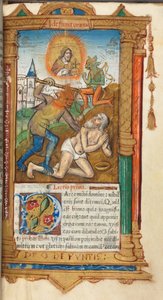 Drukowana księga godzin (do użytku rzymskiego): fol, 78r, Job autorstwa Guillaume Le Rouge