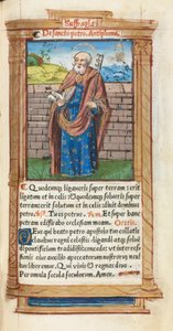 Drukowana księga godzin (do użytku rzymskiego): fol. 99r, św. Piotr autorstwa Guillaume Le Rouge