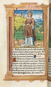 Drukowany Księga Godzin Korzystanie z Rzymu: fol. 100v, św. Szczepan, 1510. autorstwa Guillaume Le Rouge