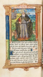 Drukowany Księga Godzin Korzystanie z Rzymu: fol. 104v, św. Antoni opat, 1510. autorstwa Guillaume Le Rouge