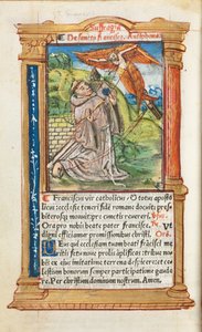 Drukowany Księga Godzin Korzystanie z Rzymu: fol. 106v, św. Franciszek z Asyżu, 1510. autorstwa Guillaume Le Rouge
