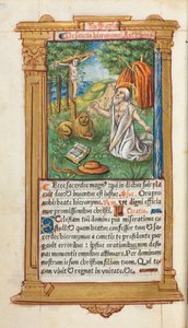 Drukowany Księga Godzin Korzystanie z Rzymu: fol. 107v, św. Hieronim i lew, 1510. autorstwa Guillaume Le Rouge