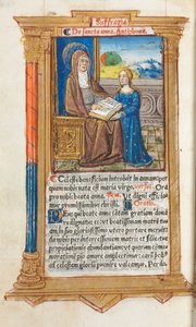 Drukowany Księga Godzin Korzystanie z Rzymu: fol. 108v, Św. Anna i Dziewica Maryja, 1510.
