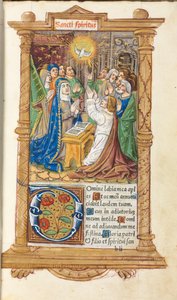 Drukowany Księga Godzin Korzystanie z Rzymu: fol. 58r, Pięćdziesiątnica, 1510. autorstwa Guillaume Le Rouge