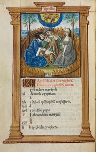 Drukowany Księga Godzin Korzystanie z Rzymu: fol. 5v, ilustracja kalendarza kwietnia, 1510 r.