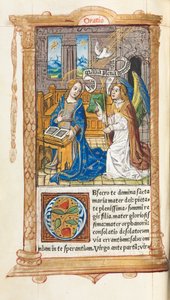 Drukowany Księga Godzin Korzystanie z Rzymu: fol. 60v, Zwiastowanie, 1510.