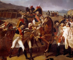 Niespodzianka mostu Tabour na Dunaju 14.11.1805 Zwycięstwo marechaux Lannes i Murata nad księciem Auersperg. Szczegół przedstawiający Jeana Lannesa, księcia Montebello (1769-1809), Joachima Murata (1787-1815) podczas pierwszej kampanii nad Dunajem. Ból