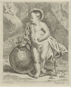Dzieciątko Chrystus z kulą ziemską i wężem autorstwa Guillaume Pierre Mensaert
