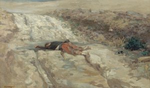 Scena z wojny 1870 roku: martwy żołnierz na polu bitwy, ok. 1870 (olej na płótnie)