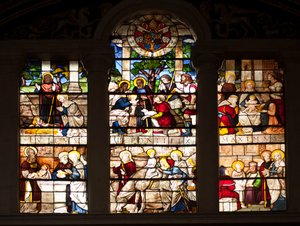 Epizod z życia Jezusa Witraże Wilhelma z Marcillata (1470-1529) 1509 Chór bazyliki Santa Maria del Popolo, Rzym autorstwa Guillaume de  Marcillat