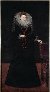Portret szlachetnej damy z Genui Obraz Guilliama Van Deynena (1575-1624) 1610 Wymiary 225x120 cm Musei di Strada Nuova (ex Palazzo Bianco) Genes, Włochy autorstwa Guilliam van Deynen